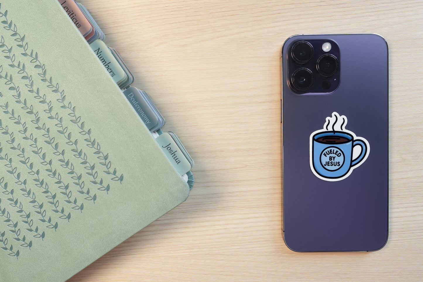 Fueled by Jesus Christian Cell Phone Sticker - Blue