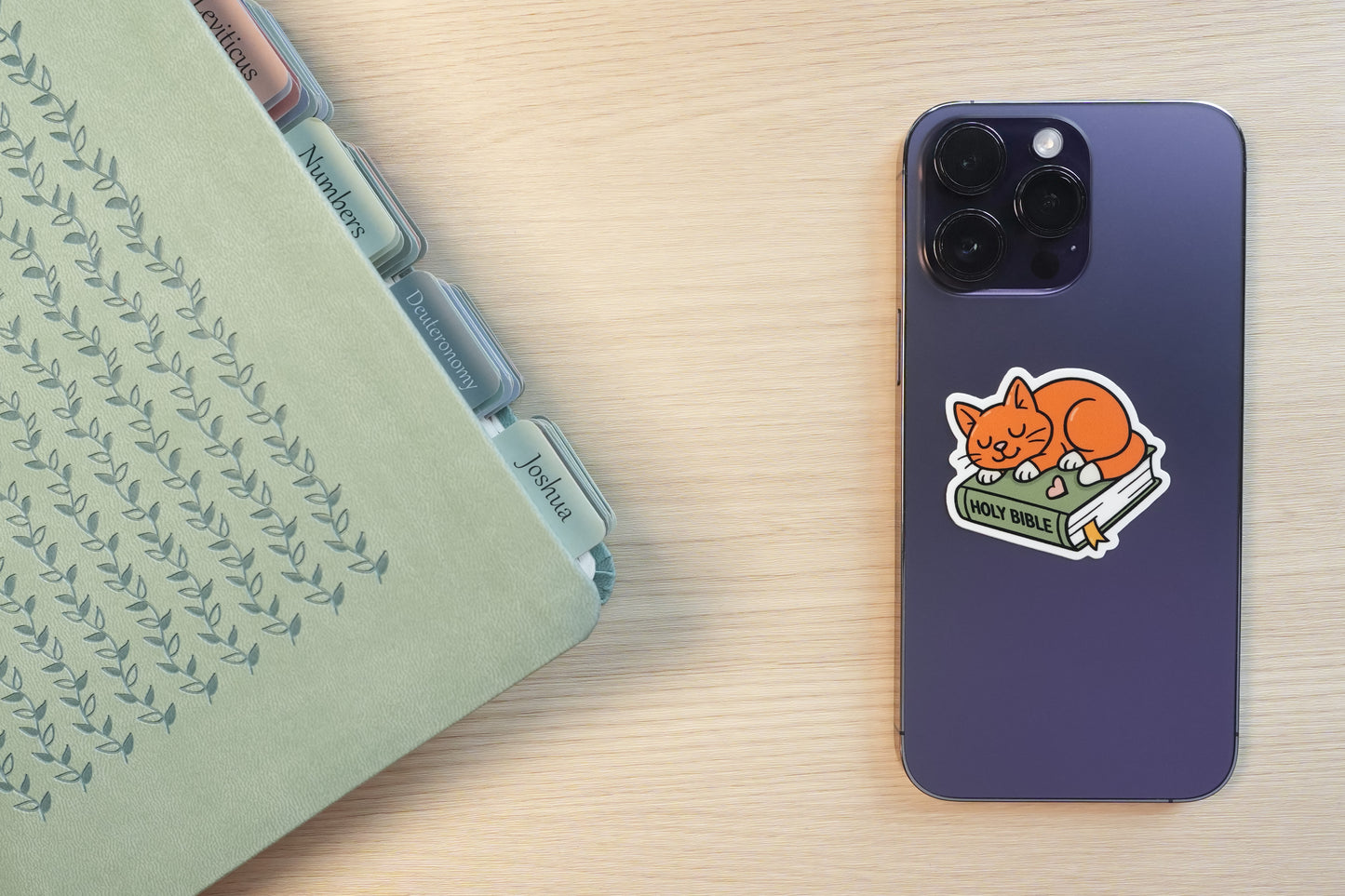 Orange Cat Christian Cell Phone Sticker